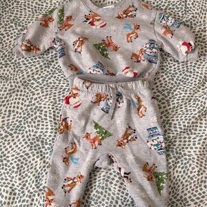 Old Navy Baby Grey Christmas 2 Piece Sweat Set